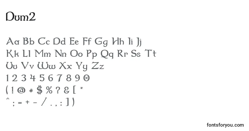 Fuente Dum2 - alfabeto, números, caracteres especiales