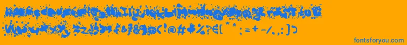 MadBubbles-Schriftart – Blaue Schriften auf orangefarbenem Hintergrund