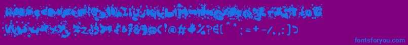 フォントMadBubbles – 紫色の背景に青い文字
