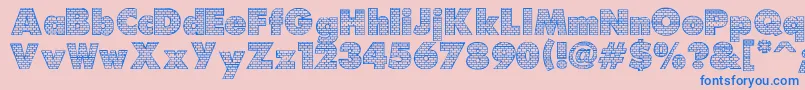 Bricks-Schriftart – Blaue Schriften auf rosa Hintergrund