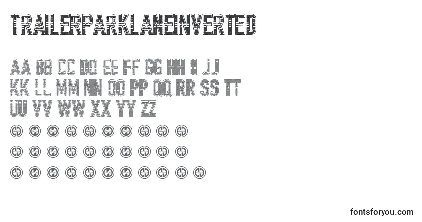 TrailerParkLaneInvertedフォント–アルファベット、数字、特殊文字