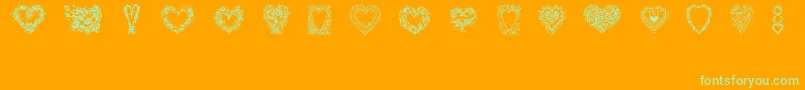 HeartsOfLime-Schriftart – Grüne Schriften auf orangefarbenem Hintergrund