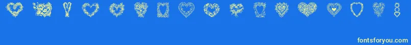 HeartsOfLime-Schriftart – Gelbe Schriften auf blauem Hintergrund