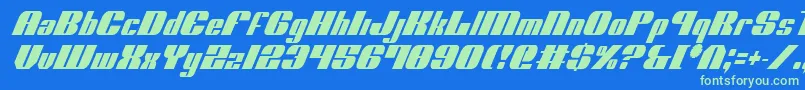 Nolo Contendre Condital Font – Green Fonts on Blue Background