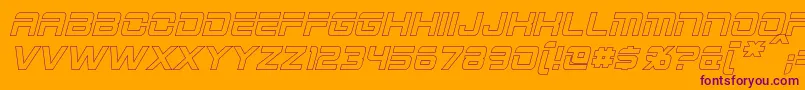 Czcionka 2015CruiserHollowBoldItalic – fioletowe czcionki na pomarańczowym tle