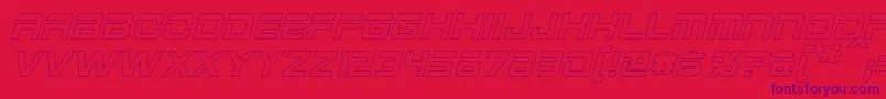 フォント2015CruiserHollowBoldItalic – 赤い背景に紫のフォント