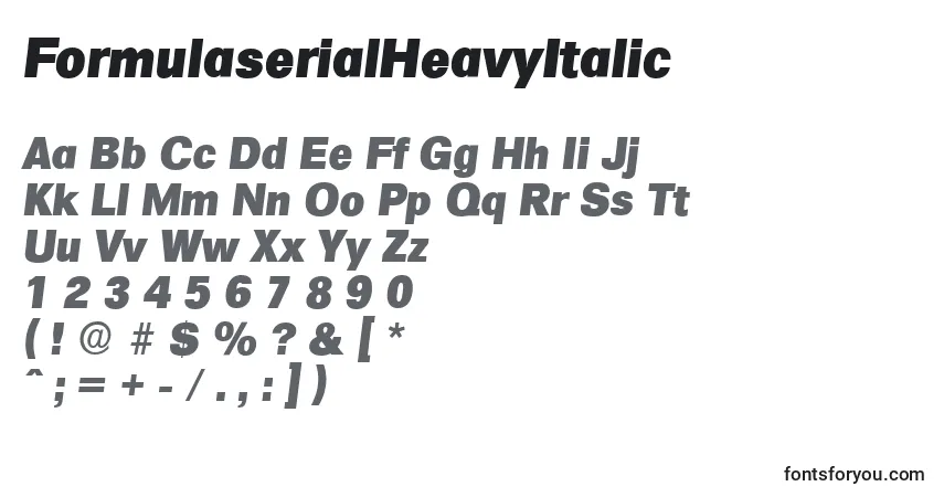 Czcionka FormulaserialHeavyItalic – alfabet, cyfry, specjalne znaki