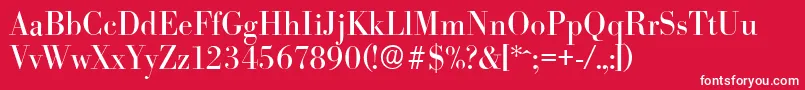 BodoniserialRegular-Schriftart – Weiße Schriften auf rotem Hintergrund