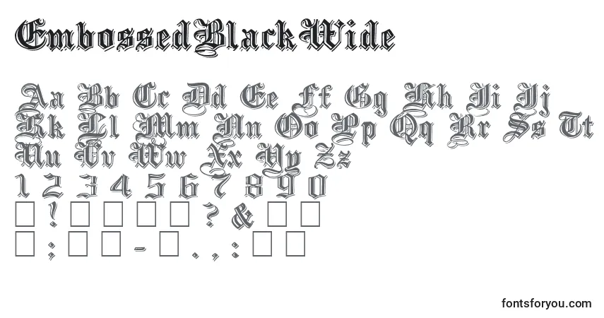 Czcionka EmbossedBlackWide – alfabet, cyfry, specjalne znaki