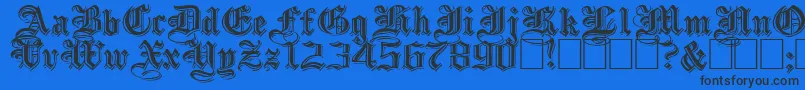EmbossedBlackWide Font – Black Fonts on Blue Background