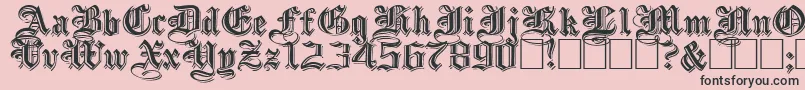 EmbossedBlackWide-Schriftart – Schwarze Schriften auf rosa Hintergrund