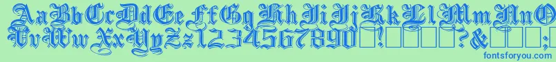 EmbossedBlackWide Font – Blue Fonts on Green Background