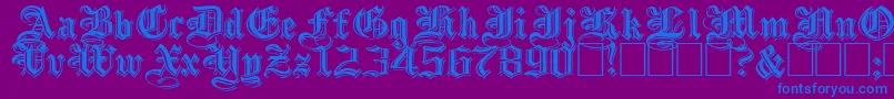 EmbossedBlackWide-Schriftart – Blaue Schriften auf violettem Hintergrund
