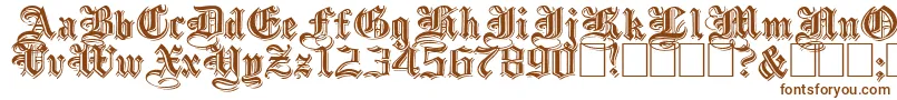 EmbossedBlackWide-Schriftart – Braune Schriften auf weißem Hintergrund