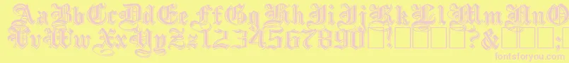 EmbossedBlackWide-fontti – vaaleanpunaiset fontit keltaisella taustalla