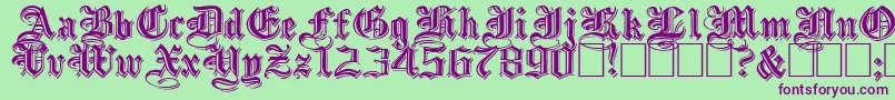 More about EmbossedBlackWide Font EmbossedBlackWide Font – Purple Fonts on Green Background
