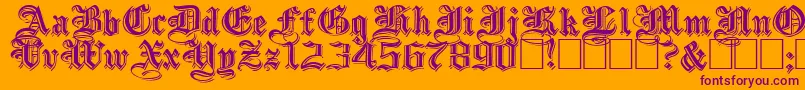 Czcionka EmbossedBlackWide – fioletowe czcionki na pomarańczowym tle