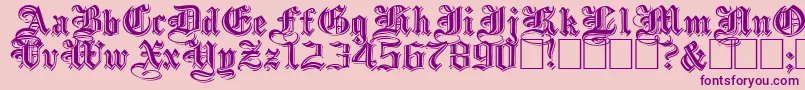 EmbossedBlackWide-Schriftart – Violette Schriften auf rosa Hintergrund