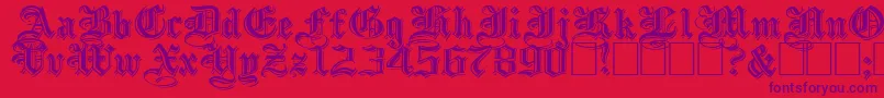 EmbossedBlackWide Font – Purple Fonts on Red Background