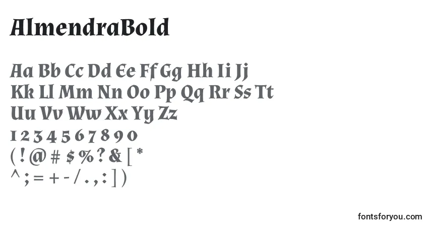 A fonte AlmendraBold – alfabeto, números, caracteres especiais