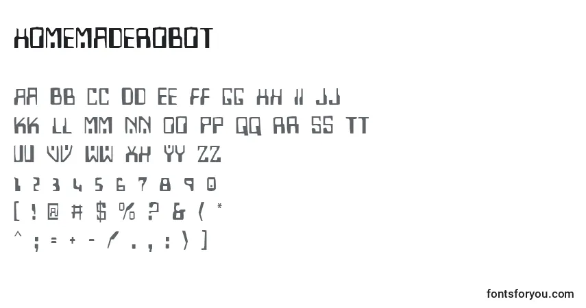 Schriftart HomemadeRobot – Alphabet, Zahlen, spezielle Symbole