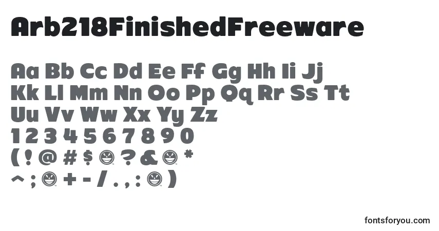 A fonte Arb218FinishedFreeware – alfabeto, números, caracteres especiais
