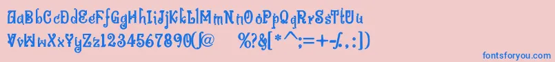 フォントBitlingniksmusicalBold – ピンクの背景に青い文字