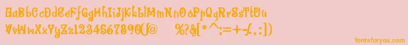 フォントBitlingniksmusicalBold – オレンジの文字がピンクの背景にあります。