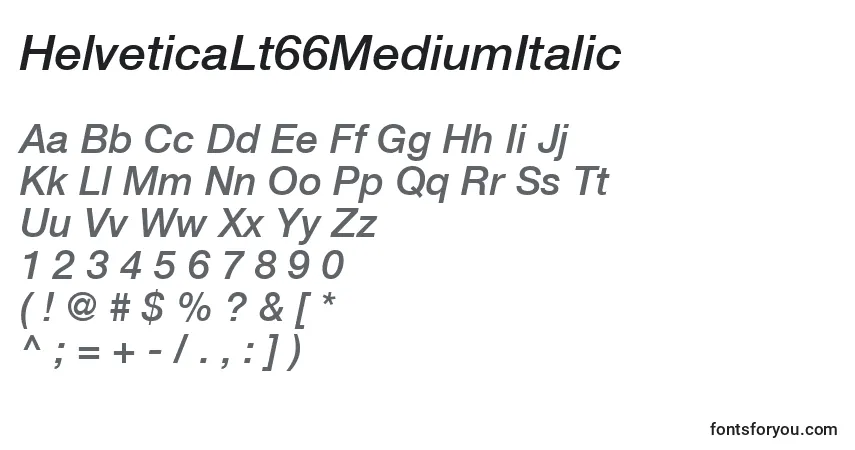 Schriftart HelveticaLt66MediumItalic – Alphabet, Zahlen, spezielle Symbole