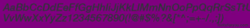 フォントHelveticaLt66MediumItalic – 紫の背景に黒い文字