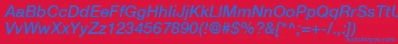 HelveticaLt66MediumItalic Font – Blue Fonts on Red Background