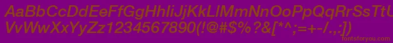 Шрифт HelveticaLt66MediumItalic – коричневые шрифты на фиолетовом фоне