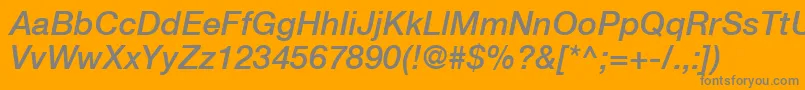 HelveticaLt66MediumItalic-Schriftart – Graue Schriften auf orangefarbenem Hintergrund