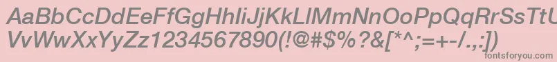 Fonte HelveticaLt66MediumItalic – fontes cinzas em um fundo rosa
