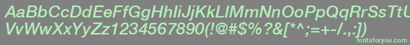 HelveticaLt66MediumItalic Font – Green Fonts on Gray Background