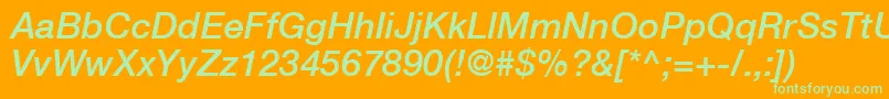 HelveticaLt66MediumItalic Font – Green Fonts on Orange Background
