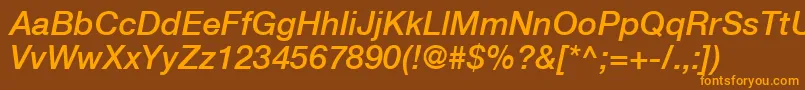 HelveticaLt66MediumItalic Font – Orange Fonts on Brown Background