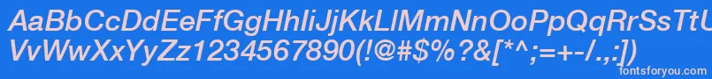 HelveticaLt66MediumItalic Font – Pink Fonts on Blue Background