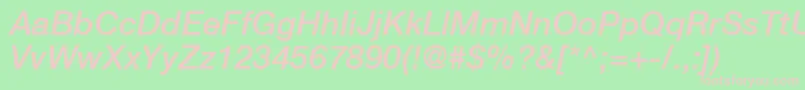 HelveticaLt66MediumItalic-Schriftart – Rosa Schriften auf grünem Hintergrund