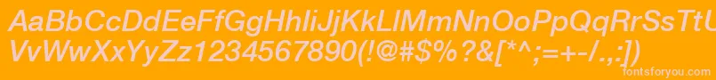HelveticaLt66MediumItalic Font – Pink Fonts on Orange Background