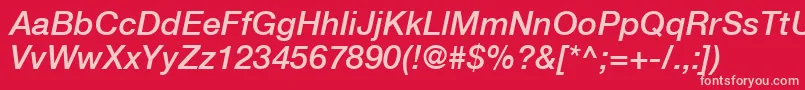 フォントHelveticaLt66MediumItalic – 赤い背景にピンクのフォント