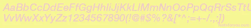 HelveticaLt66MediumItalic-Schriftart – Rosa Schriften auf gelbem Hintergrund