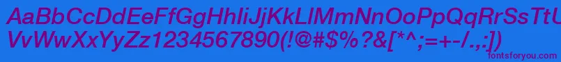 HelveticaLt66MediumItalic Font – Purple Fonts on Blue Background