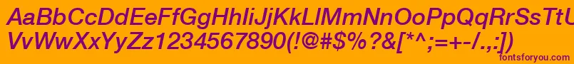 HelveticaLt66MediumItalic Font – Purple Fonts on Orange Background
