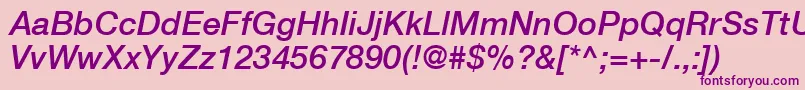 HelveticaLt66MediumItalic Font – Purple Fonts on Pink Background