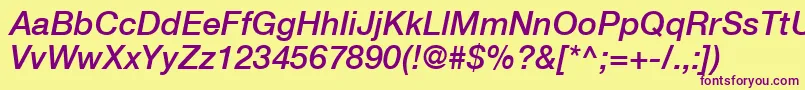 HelveticaLt66MediumItalic Font – Purple Fonts on Yellow Background
