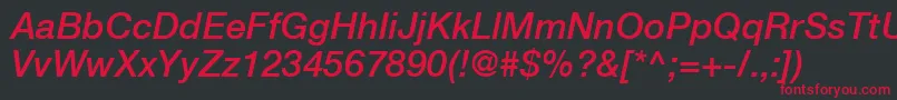 HelveticaLt66MediumItalic Font – Red Fonts on Black Background