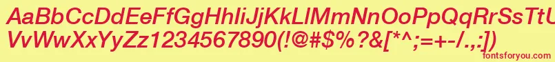 フォントHelveticaLt66MediumItalic – 赤い文字の黄色い背景