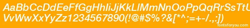 HelveticaLt66MediumItalic Font – White Fonts on Orange Background