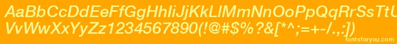 HelveticaLt66MediumItalic Font – Yellow Fonts on Orange Background